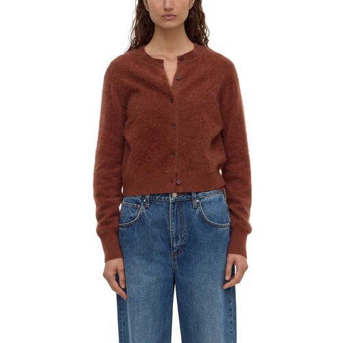 Assembly Label Carina Merino Wool Long Sleeve Cardigan Burnt Amber